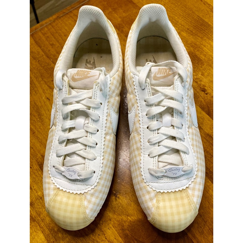 Nike Cortez Gingham Casual Sneakers Women's Size 8.5 White Beige - Picture 7 of 13